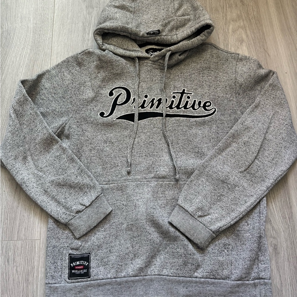 Mens Primitive Script Hoodie Grey